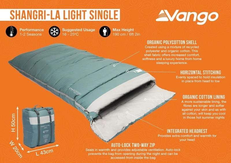 Vango Shangri-La Light Single Sleeping Bag 4 Vango Shangri-La Light Single Sleeping Bag - Image 2