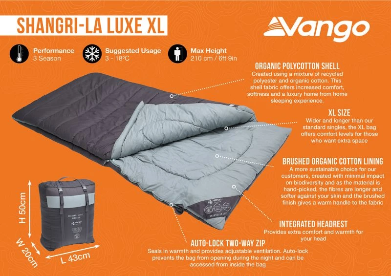 Vango Shangri-La Luxe XL Sleeping Bag 5 Vango Shangri-La Luxe XL Sleeping Bag - Image 3